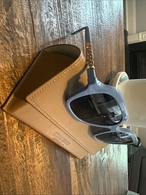 Burberry Blue Oversized Cat-Eye Sunglasses with Gold Details